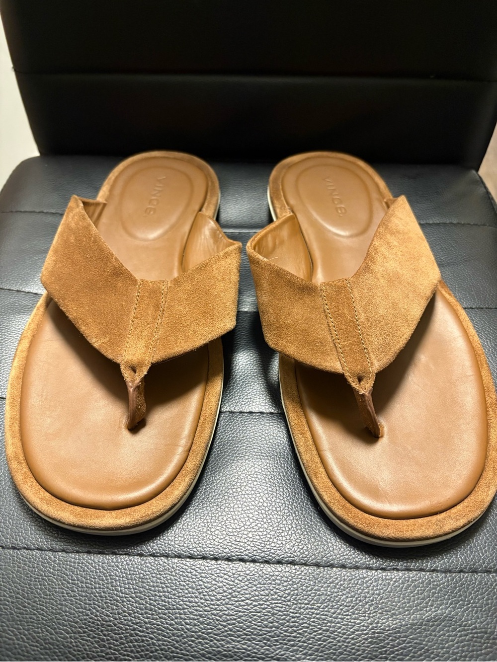 Vince Men’s Brown Suede Thong Sandals